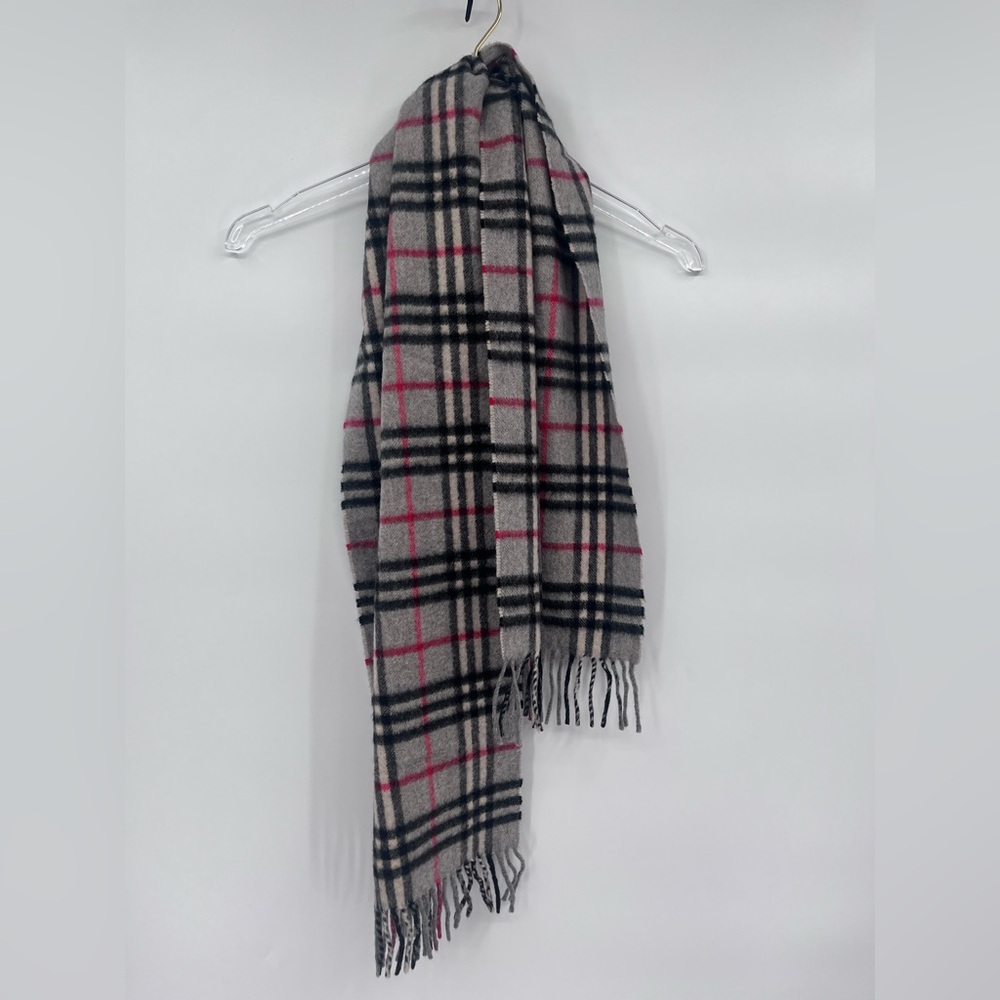 BURBERRY 100% CASHMERE Scarf Check Scarf Gray